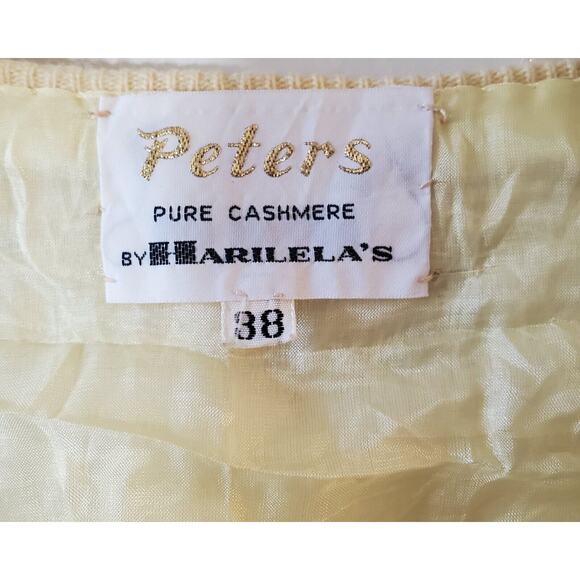 Peters By Harilela's Size 38 Yellow Beaded Cashmere Vintage Cardigan Sweater - Picture 2 of 12